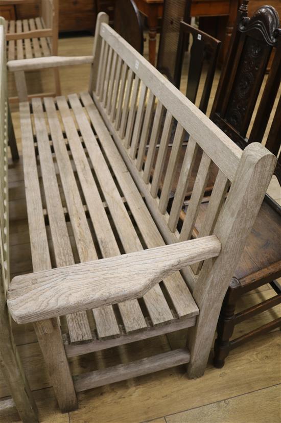 A teak garden bench, W.192cm